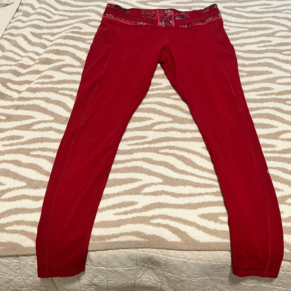 Red lululemon leggings with pockets